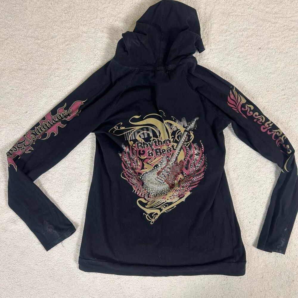Bus Stop Y2K Mcbling Grunge Guitar Rhinestone Hoodie